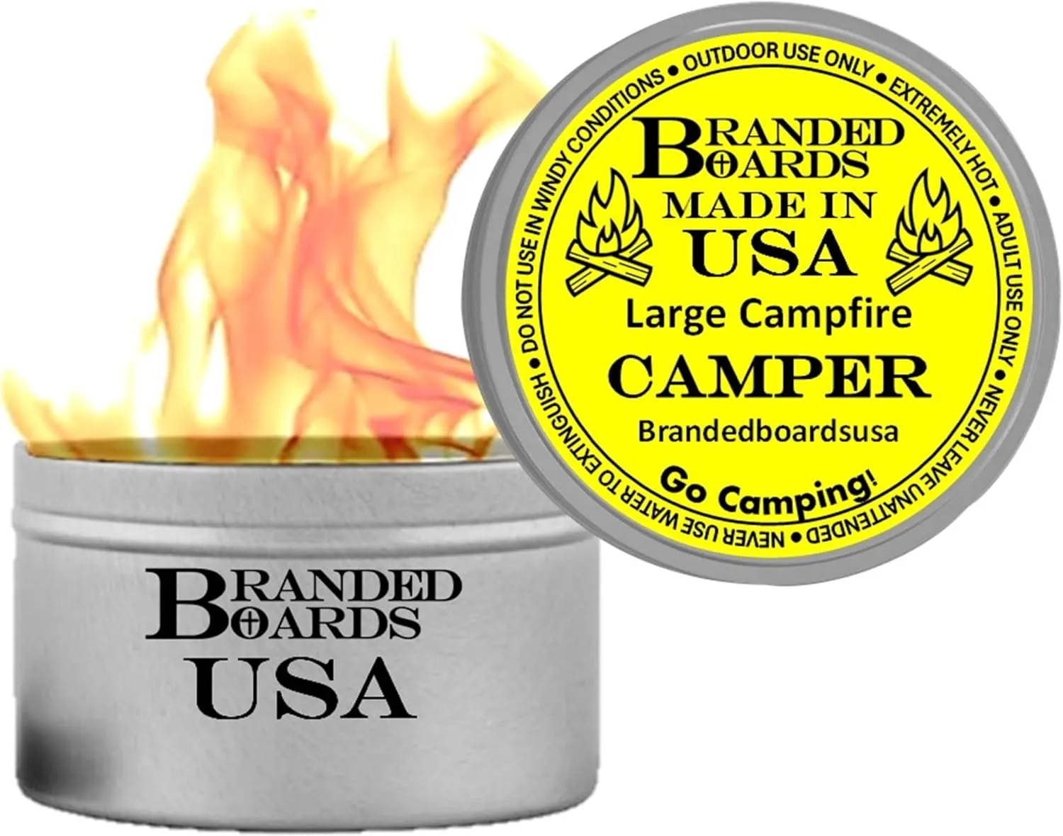 | Made in USA | Portable Mini Bonfire Campfire in a Can | Reusable & up to 5 Hours of Burn Time | Picnics Parties S'Mores Gifts Bushcraft Camping Survival Emergencies