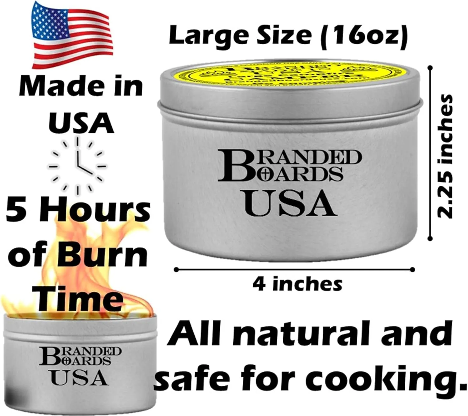 | Made in USA | Portable Mini Bonfire Campfire in a Can | Reusable & up to 5 Hours of Burn Time | Picnics Parties S'Mores Gifts Bushcraft Camping Survival Emergencies