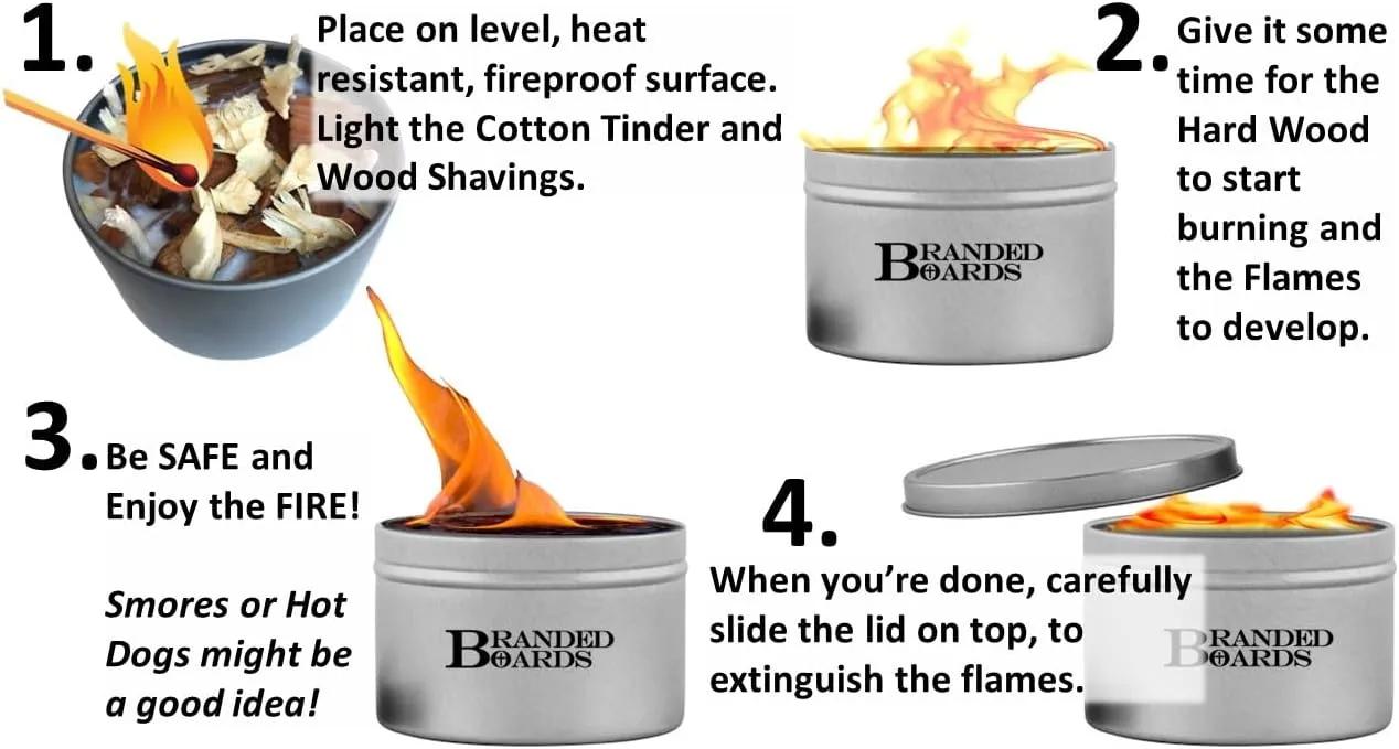 | Made in USA | Portable Mini Bonfire Campfire in a Can | Reusable & up to 5 Hours of Burn Time | Picnics Parties S'Mores Gifts Bushcraft Camping Survival Emergencies