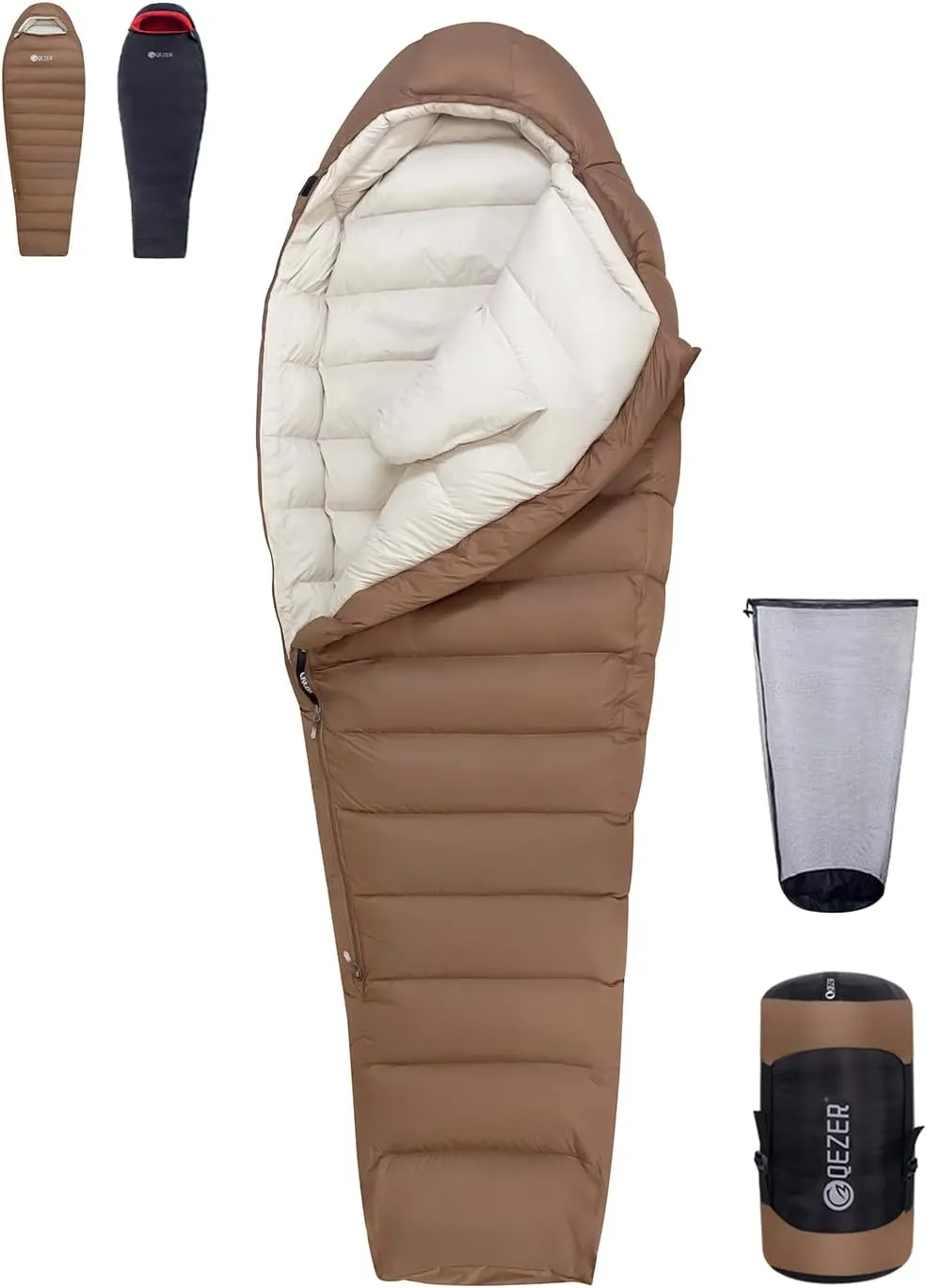 0 Degree Sleeping Bag for Adults - 660 Fill Power Down Bag for Cold Weather -20F / -8F / 0F / 10F Large Lightweight