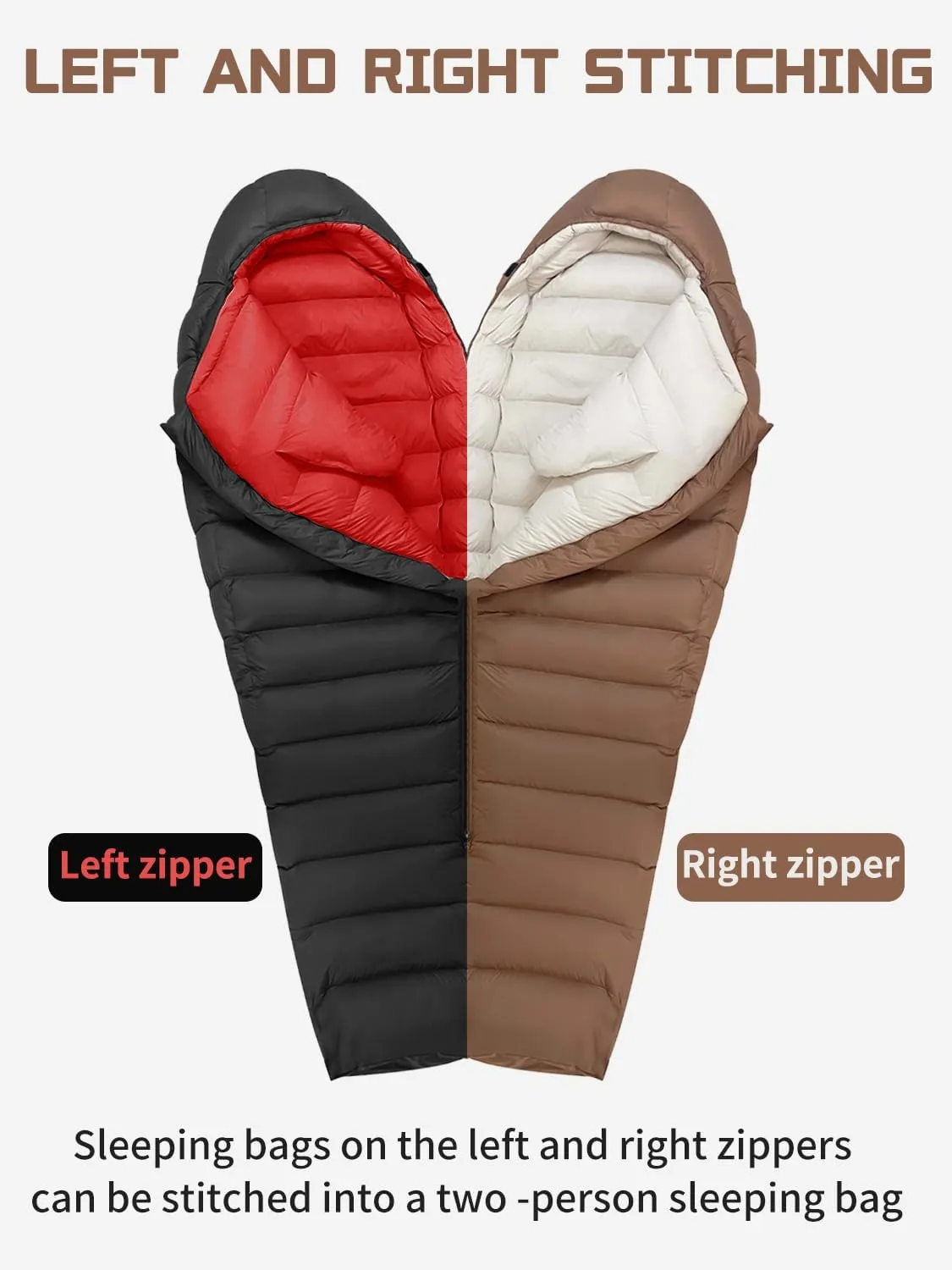 0 Degree Sleeping Bag for Adults - 660 Fill Power Down Bag for Cold Weather -20F / -8F / 0F / 10F Large Lightweight
