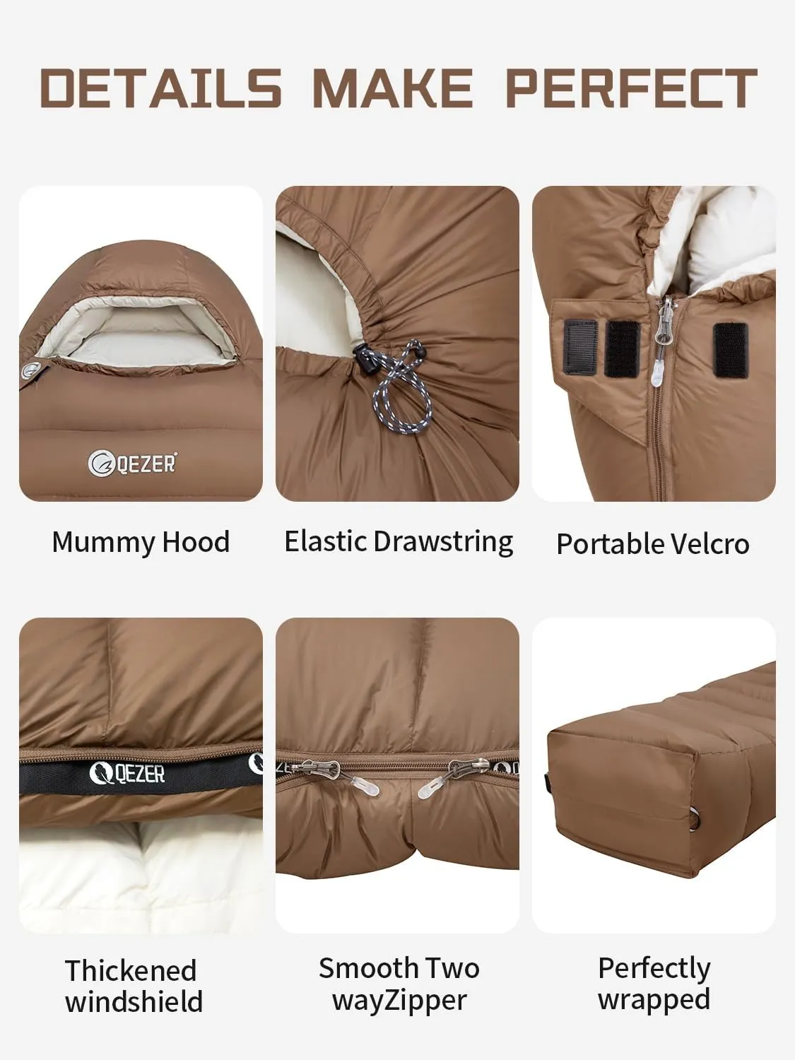0 Degree Sleeping Bag for Adults - 660 Fill Power Down Bag for Cold Weather -20F / -8F / 0F / 10F Large Lightweight