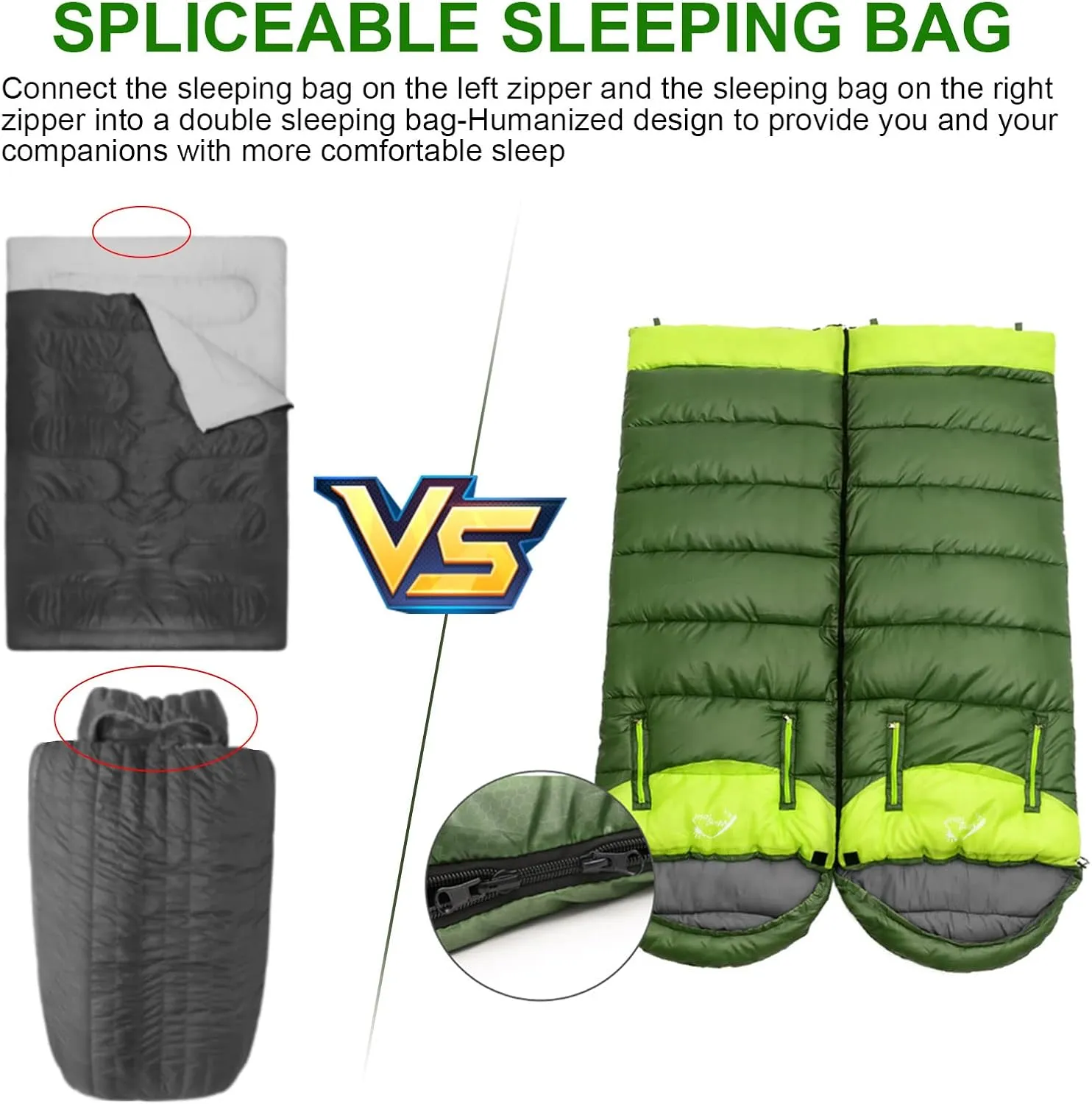 0 Degree Wearable Sleeping Bag for Adults Compact Lightweight Cold Weather Mummy Sleeping Bags for 2-3 Season Camping Backpacking, Fits 5°F ~ 50°F, 4.3lbs More Warmer