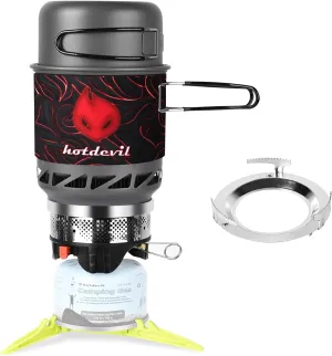 0.75 0.25L Backpacking Camping Stove Cooking System with Piezo Ignition, Outdoor Portable Burner with Pot & Metal Holder Camping Stove Kit Propane, Ideal for Hiking Fishing Hunting Emergency