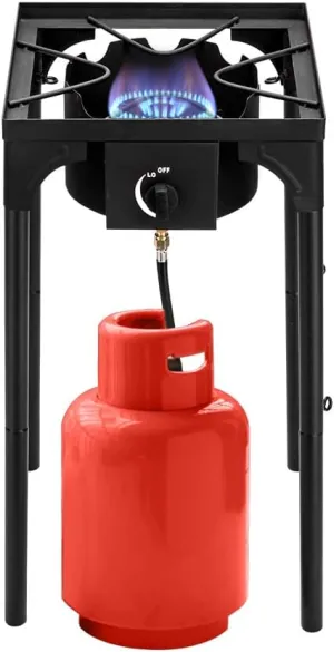 1 Burner Propane Gas Stove with Detachable Stand Legs, Outdoor BBQ Camping Stove for RV, Patio, Backyard, Portable & Durable Cooking Stove, 75,000 BTU, 20 PSI Regulator