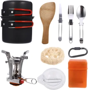 1 Set Multi Functional Portable Picnic Cookware for People Outdoor Cooking Kit with Stove for Camping Hiking and Travel