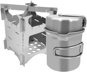 1 Set Portable Camping Cookware Stainless Steel Kit with Collapsible Design for Efficient Cooking and Boiling Lightweight Camping Stove Pans Set for