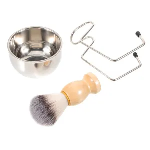1 Set Portable Male Shaving Brush Set with Foaming Bowl and Bracket Comfortable Grip Durable Design for Grooming and Beard Care Shaving Accessory for Men