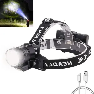 1000000 Lumens Headlamp Rechargeable XHP70.2 Super Bright Powerful LED Headlamp,Adjust Focus 3 Modes Waterproof Headlight,Power Bank Function for Camping Biking Hiking