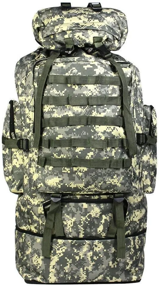 100L Camping Hiking Backpack, Tactical Army Outdoor Hiking Backpack Camping Rucksack Trekking Bag, Digital Camo