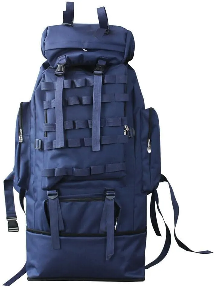 100L Camping Hiking Backpack, Tactical Army Outdoor Hiking Backpack Camping Rucksack Trekking Bag, Navy Blue