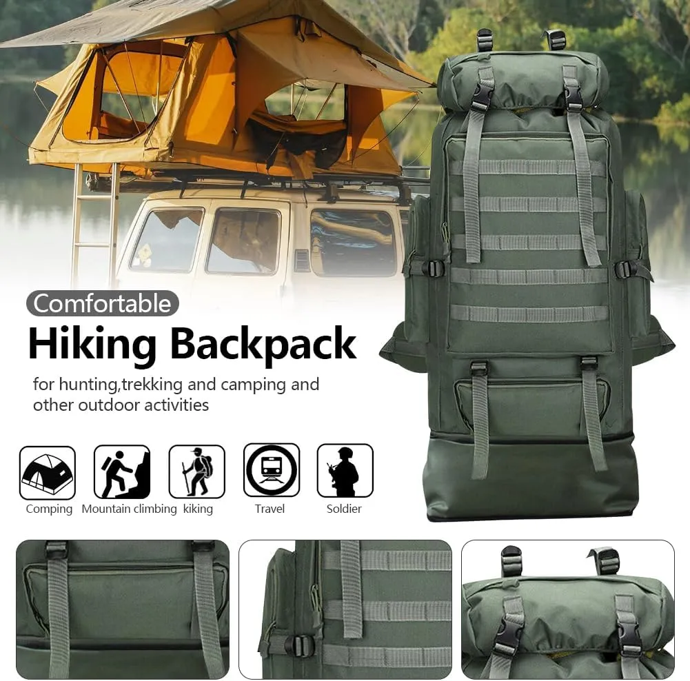 100L Camping Hiking Backpack Waterproof Military Tactical Backpack Sports Survival Backpacks for Traveling and Hiking (Military Green)