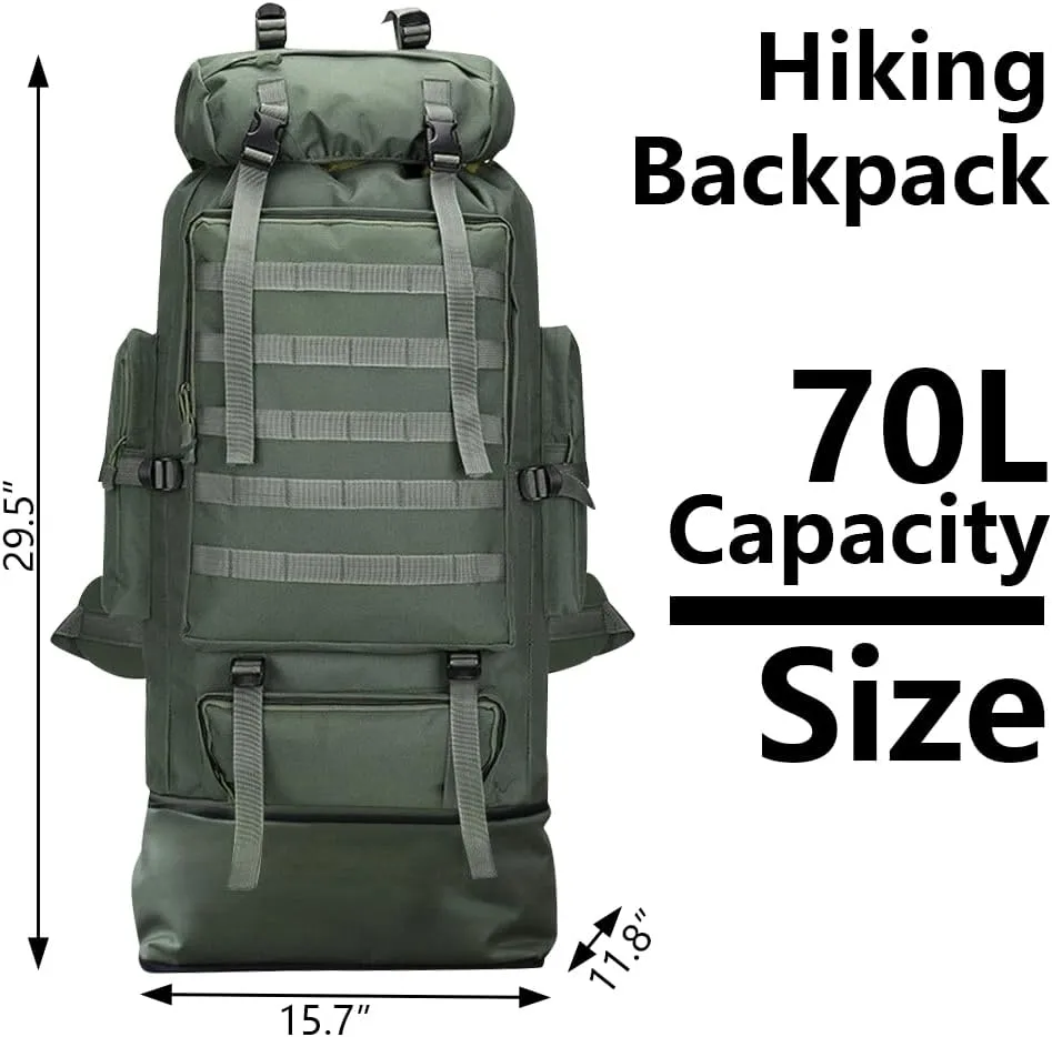 100L Camping Hiking Backpack Waterproof Military Tactical Backpack Sports Survival Backpacks for Traveling and Hiking (Military Green)