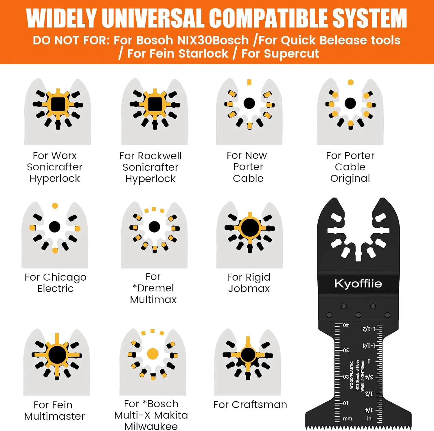 100Pcs Oscillating Saw Blades, 1-3/4" Quick Release Multi Tool Blades Kits Universal Oscillating Tool Blades Wood Plastic Multitool Blades Compatible with Dewalt Ryobi Makita Bosch Craftsman