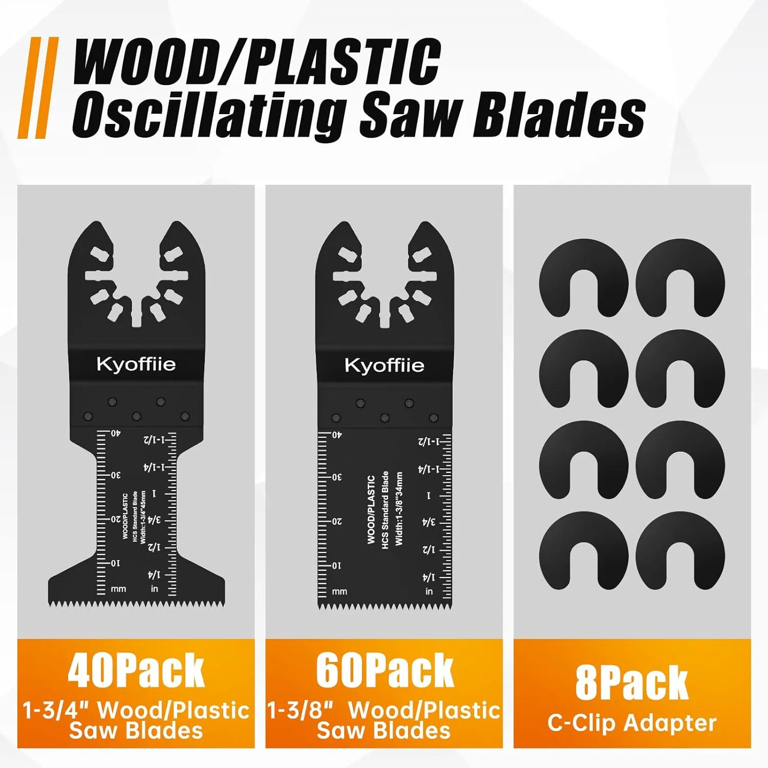 100Pcs Oscillating Saw Blades, Quick Release Multi Tool Blades Kits Universal Oscillating Tool Blades Wood Plastic Multitool Blades Compatible with Dewalt, Ryobi, Makita, Bosch, Craftsman