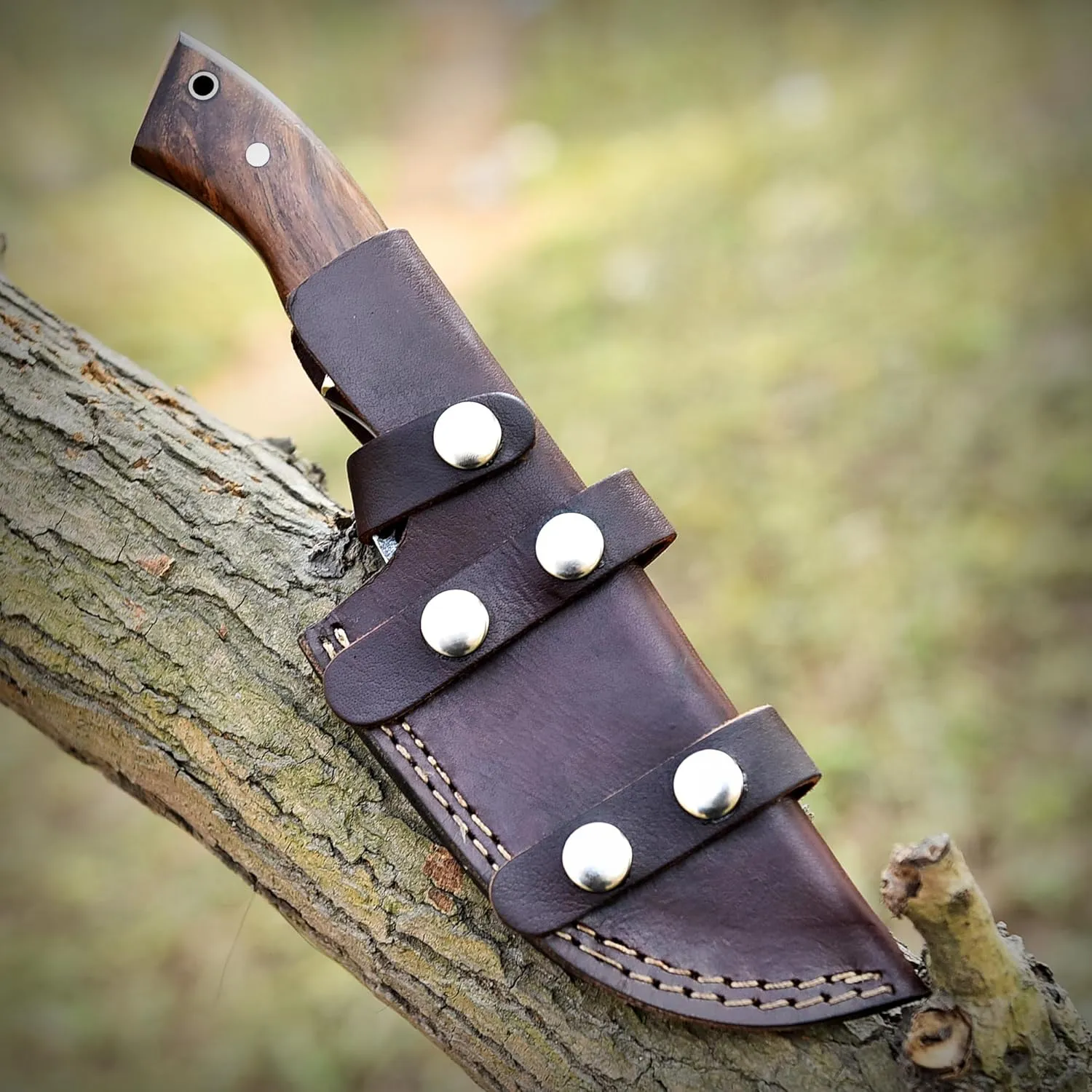 10" Bushcraft Tracker Knife with Leather Sheath | Camping Companion | Stainless Steel Blade with Wood Handle | Brown Handle with Sheath Included | Unparalleled Outdoor Utility
