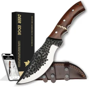 10" Bushcraft Tracker Knife with Leather Sheath | Camping Companion | Stainless Steel Blade with Wood Handle | Brown Handle with Sheath Included | Unparalleled Outdoor Utility