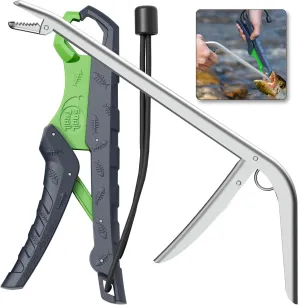11.5" Fishing Hook Remover Tool & 9" Floating Fish Gripper Kit, Stainless Steel Fish Dehooker, Fish Grabber, Saltwater Fish Lip Grip, Hook Extractor Pliers, Fishing Gear and Accessories