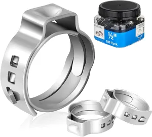 1/2 Inch PEX Cinch Clamps, 100-Pack Stainless Steel, ASTM F2098 Compliant