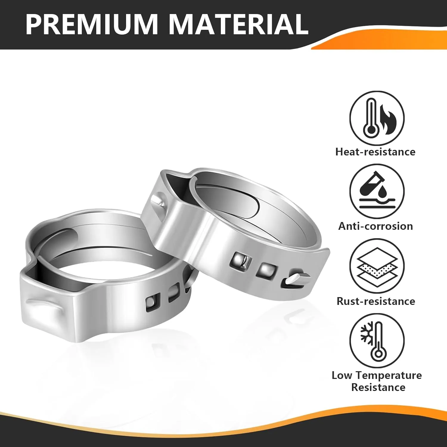 1/2 Inch PEX Cinch Clamps, 100-Pack Stainless Steel, ASTM F2098 Compliant