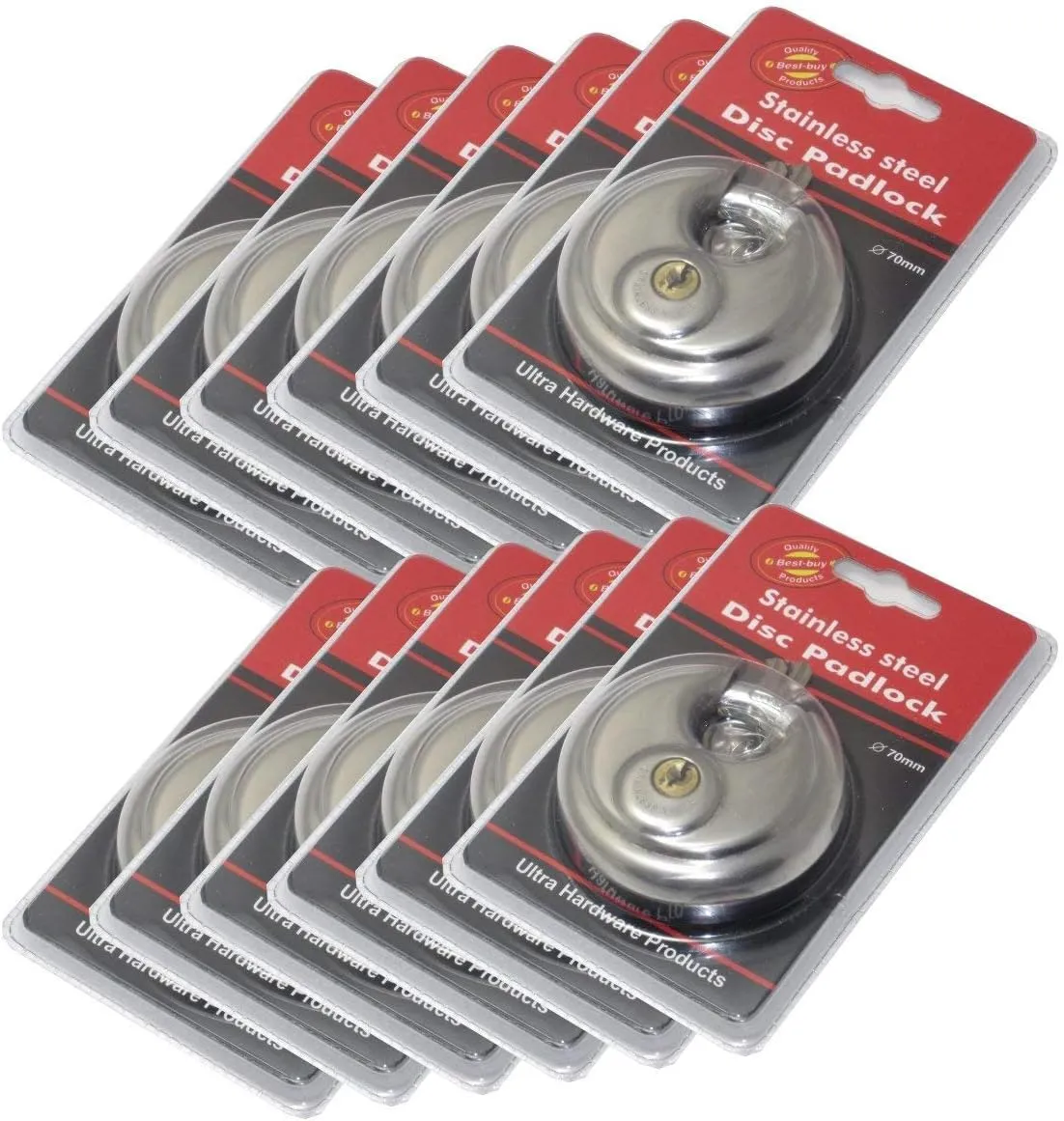 12 Pack Round Padlock with Shielded Shackle, 2-3/4-Inch, Stainless Steel Steel Armor for Trailer Storage Truck Wholesale Bulk Lot