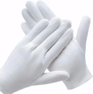 12 Pairs White Cotton Gloves for Serving Inspection Costume - Cloth Gloves for Dry Hands Eczema SPA Moisturizing