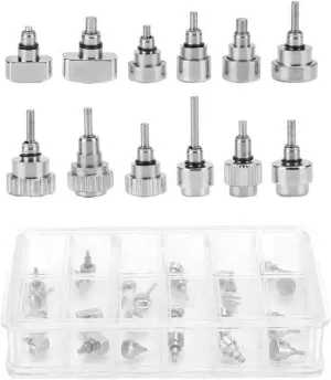 12 Types/24pcs Watch Push Press Button Waterproof Durable Stainless Steel Watch Parts Repair Tool Accessory Kit for Watchmaker Watch Repair Tools