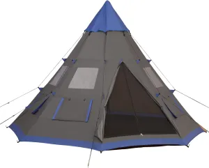 12Ft Camping Tent 6-7 Person 3-Season with 8 Mesh Windows, Waterproof Family Teepee Tent