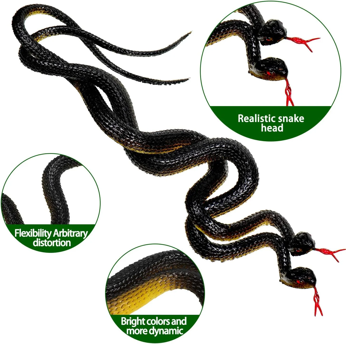 15 Pieces 17.7 Inch Rubber Snakes Realistic Plastic Snake Fake Snake Props for Garden Props to Keep Birds Away, Pranks, Halloween Decoration