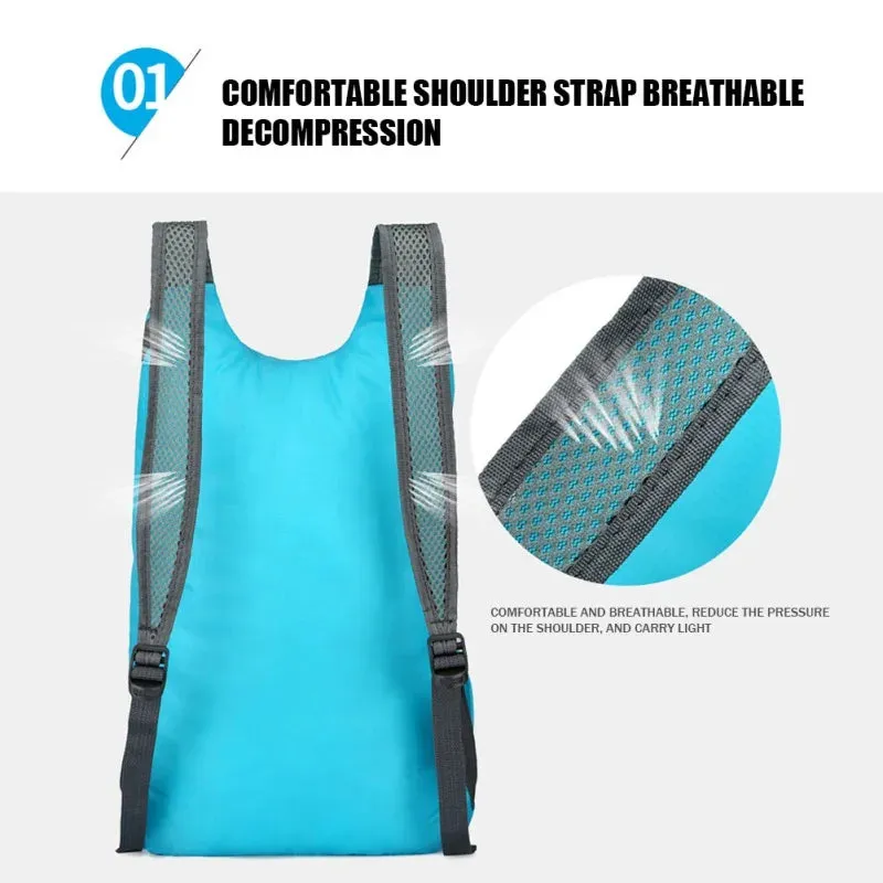 15L Waterproof Folding Backpack - Ultralight Camping Daypack for Outdoor Traveling Hiking Cycling