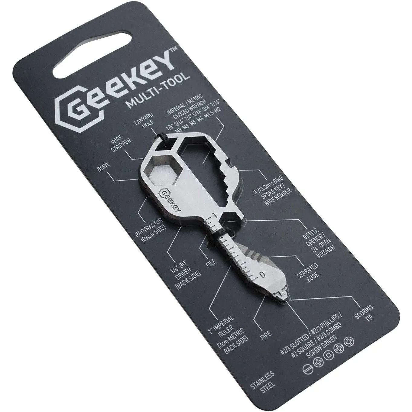 16  tools in 1 stainless steel key shaped pocket tool