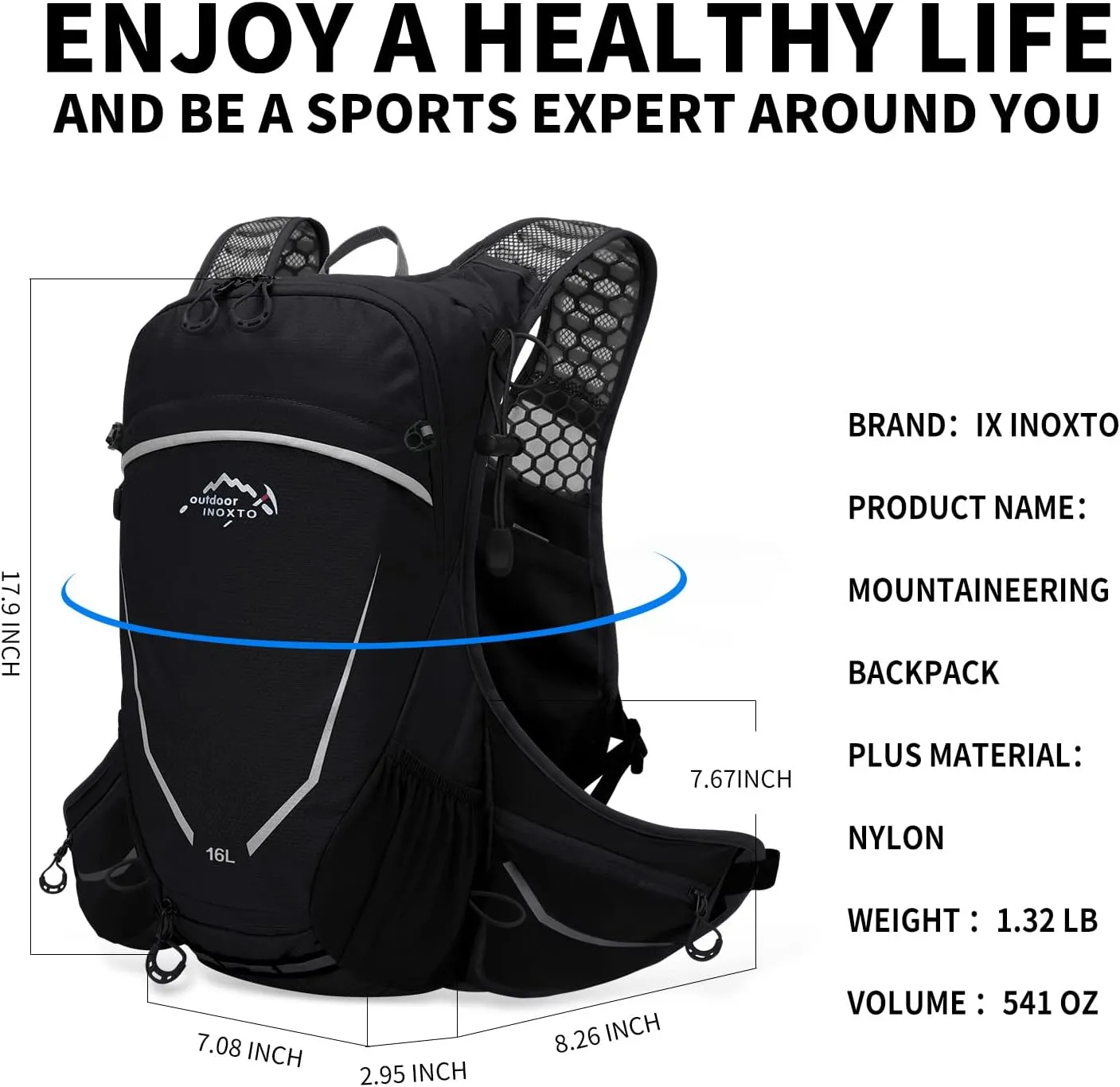16L Hydration Backpack with Free 2-Liter Water Bladder,The Lightweight Hydration Pack for Cycling, Hiking, Skiing