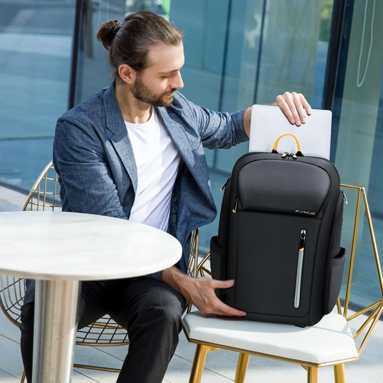 17 Inch Laptop Backpack for Men, Business Travel Anti-Theft Backpack with USB Charging Port, Water Resistant Computer Bag Carry On Flight Approved for Work College Weekender, Black