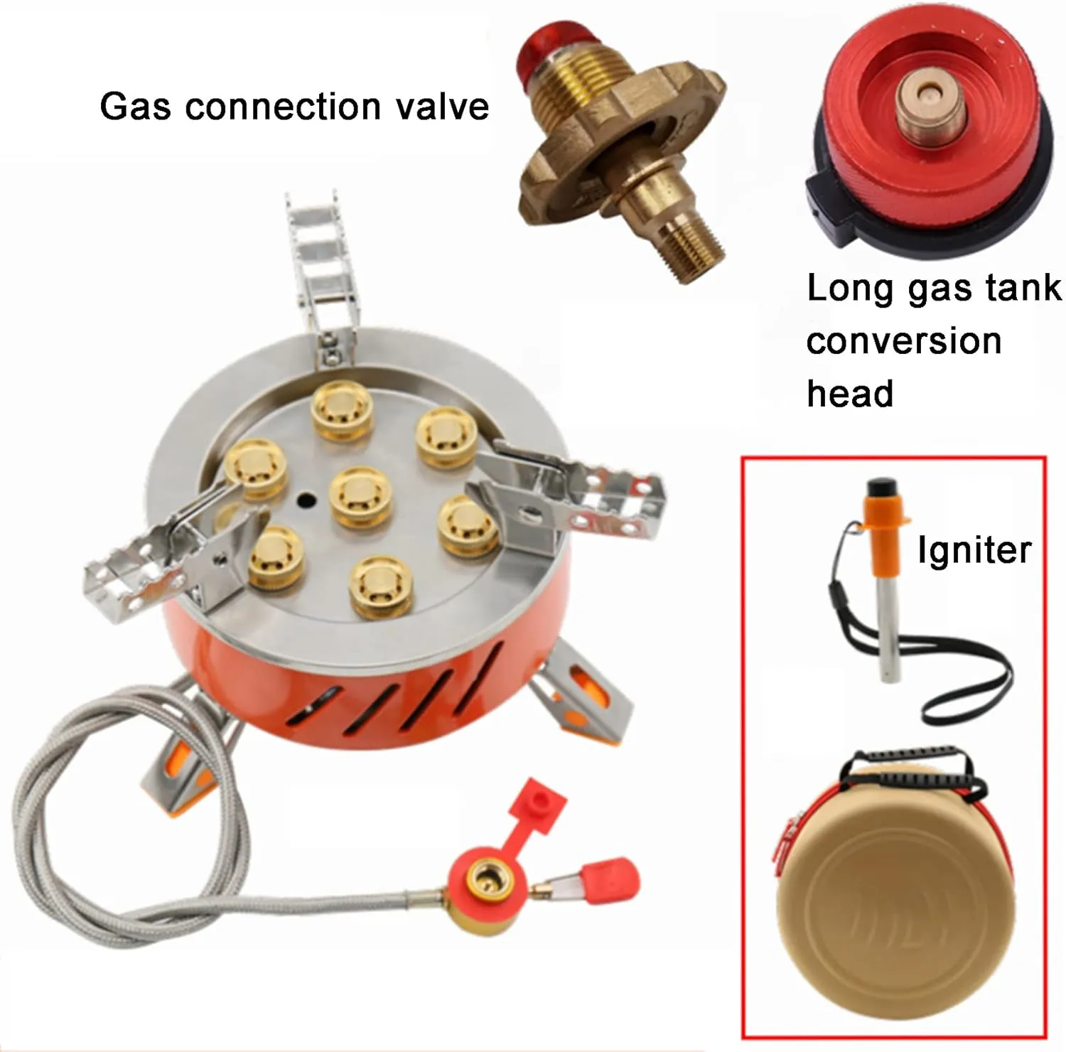 17800W Ultralight Portable Wind-Resistance Camp Stove Adjustable Camping Stoves Backpacking Stove with Piezo Ignition for Outdoor Camping/Hiking/Mountaineering Cooking,A