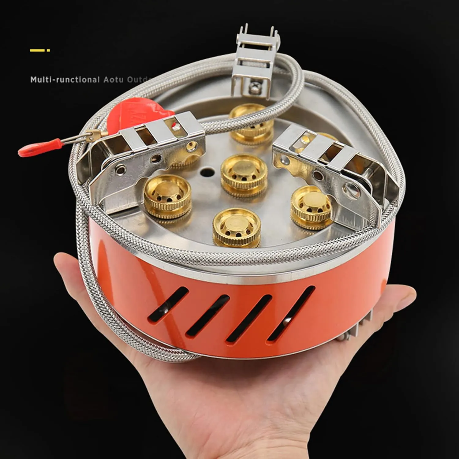 17800W Ultralight Portable Wind-Resistance Camp Stove Adjustable Camping Stoves Backpacking Stove with Piezo Ignition for Outdoor Camping/Hiking/Mountaineering Cooking,A
