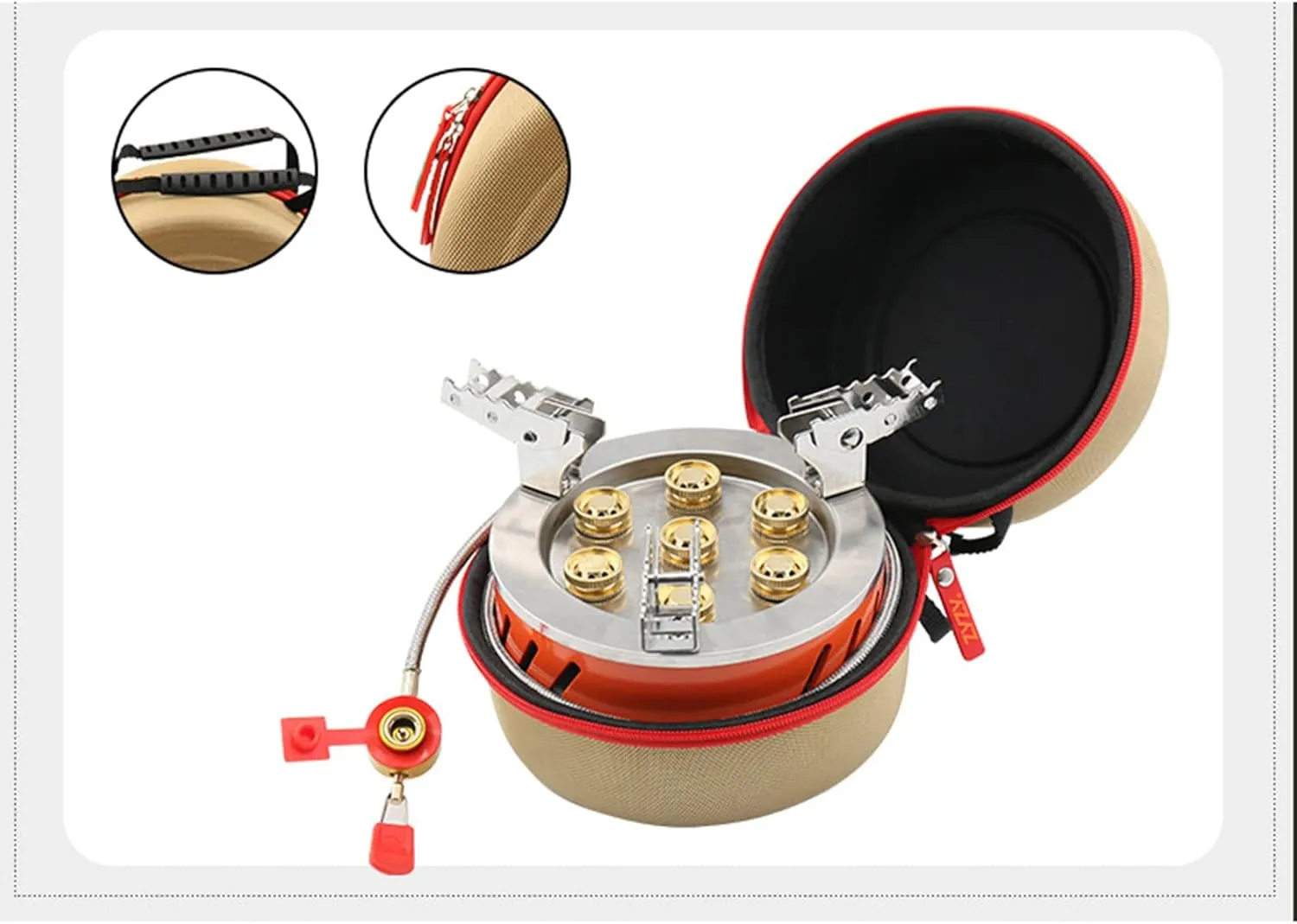 17800W Ultralight Portable Wind-Resistance Camp Stove Adjustable Camping Stoves Backpacking Stove with Piezo Ignition for Outdoor Camping/Hiking/Mountaineering Cooking,A
