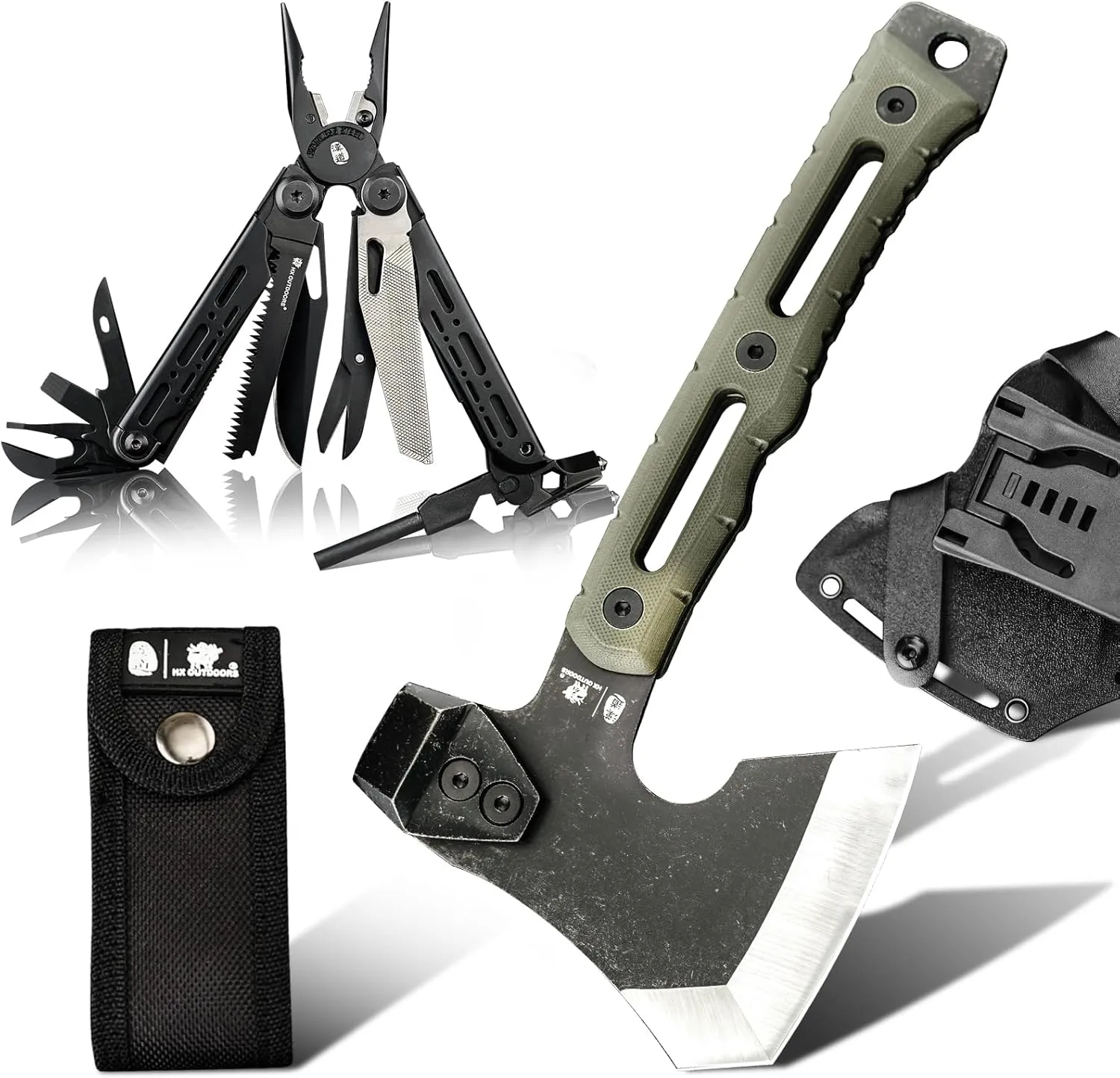 19 In 1 Multitools Pliers with Fire Starter, Small Survival Camping Hatchet