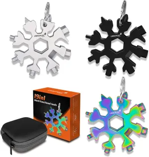 19 in 1 Snowflake Multitool Keychain Multi-Tool, 3 Pack Keychain Multi Tool Snowflake Wrench Screwdriver Bottle Opener Key Chain Tools Gadgets For Men