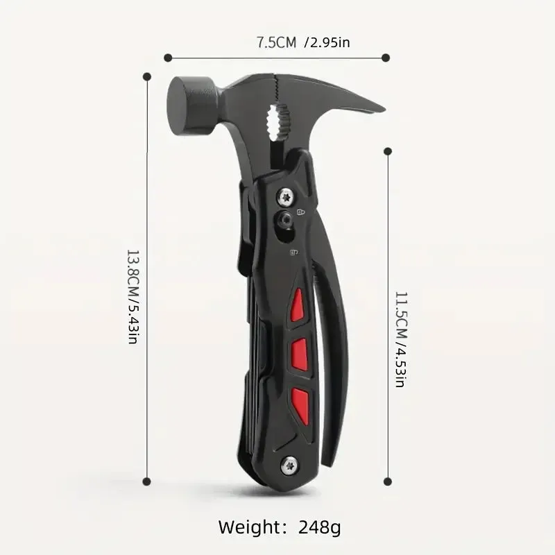 1PC Outdoor Multi-Function Claw Hammer Knife – Stainless Steel Survival Tool with Pliers, Camping Hammer, Nail Puller, and Emergency Rescue Tool