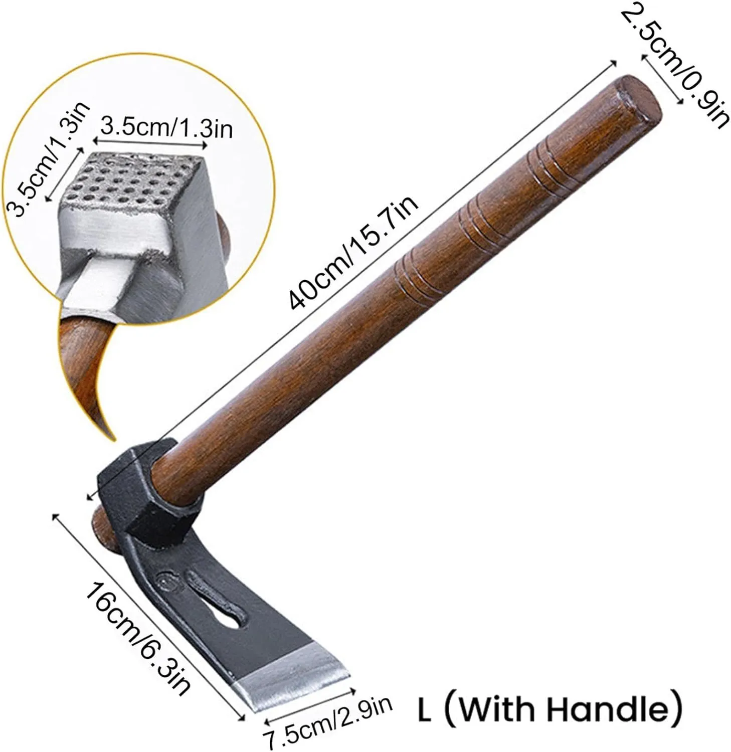 1PC Outdoor Small Hoe Ice Hammer, Portable Garden Yard Planter Hammer Tool Digging Pickaxe Multifunctional Digging Shoots Farming Tools Outdoor Hoe Useful Gardening Gadgets (Large)