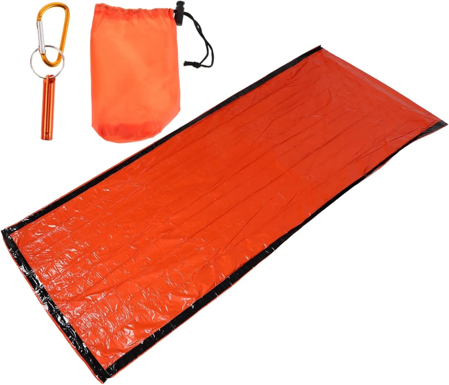 1set Emergency Sleeping Bag Outdoor Survival Sack Drawstring for Camping Hiking Includes Portable Emergency Blanket Whistle for All Outdoor Activities