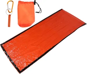 1set Emergency Sleeping Bag Outdoor Survival Sack Drawstring for Camping Hiking Includes Portable Emergency Blanket Whistle for All Outdoor Activities