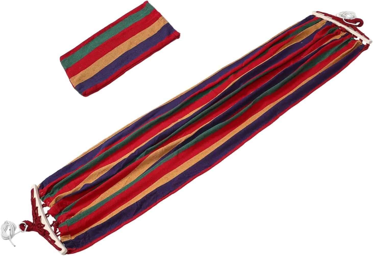 1set Heavy Duty Single Canvas Hammock Portable Outdoor Camping Bed Thickened Material for Stability Easy Relaxing and Enjoying Stripes