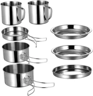 1set Portable Camping Cookware Hiking Cooking Tool Kit Lightweight Travel Picnic Cookware Accessories for Outdoor Cooking and Camping Convenience