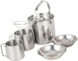 1set Portable Picnic Cookware Stainless Steel Camping Cookware Outdoor Cup for Hiking Climbing and Outdoor Activities Compact and Lightweight Design for Easy Storage