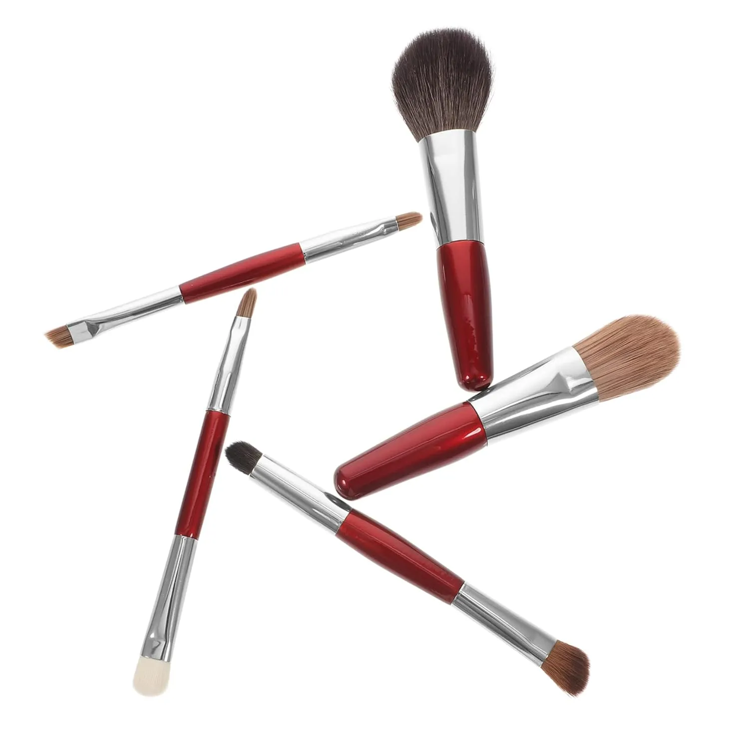 1Set Travel Makeup Brush Dual Ended Compact Makeup Tools with Stylish Pouch for Storage Durable Bristles for Application