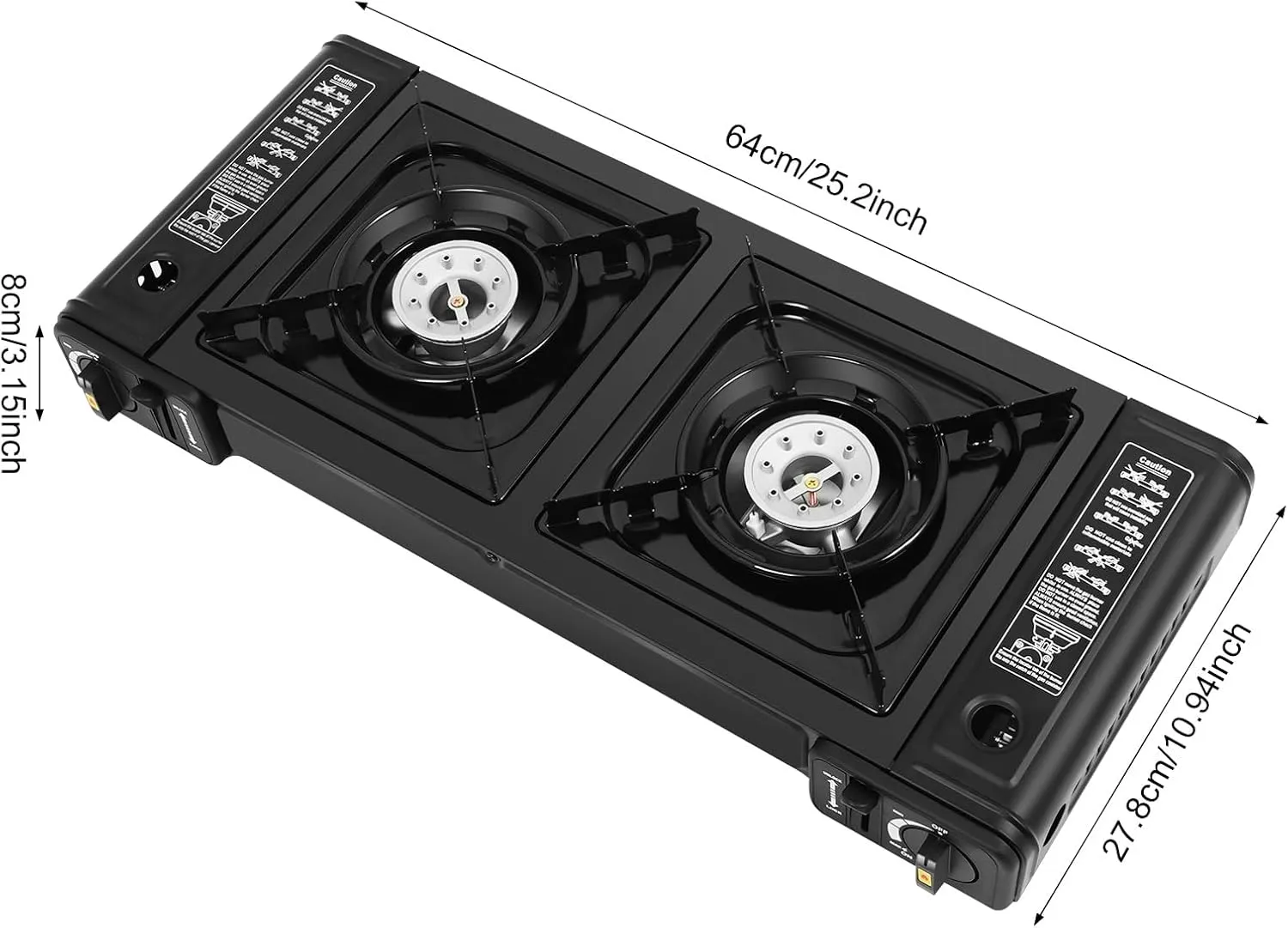 2-Burner Butane Camping Stove, Portable Camping Cooktop, Countertop Double Burner Camp Stove with Carrying Case, Auto Ignition Camping Burner for RV, BBQ