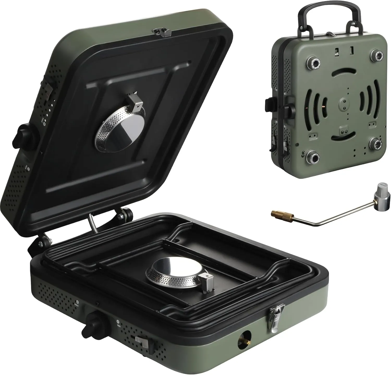 2 Burner Propane Camping Stove,Portable Folding Gas Stove for Camping with 17200 BTU,Two Adjustable Burners with Easy Carrying Handle&Inlet Gas Pipe,Outdoor Camp Stove for Camping Backpacking