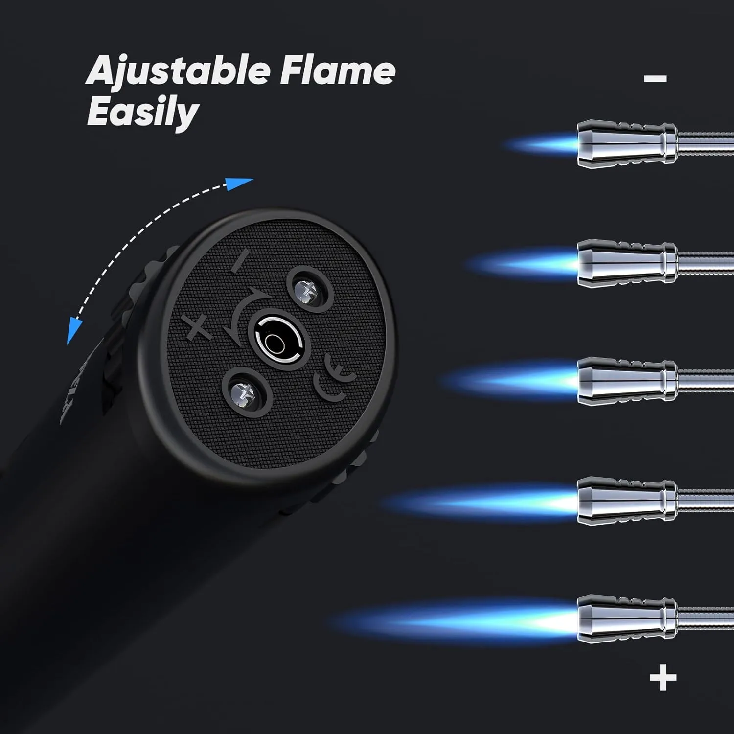 2 Pack Butane Lighter Long Torch Lighter for Grill, Refillable Candles Lighter with Fuel Window Flexible Long Lighter for Fireplace BBQ (No Butane Included), Black and Oranger