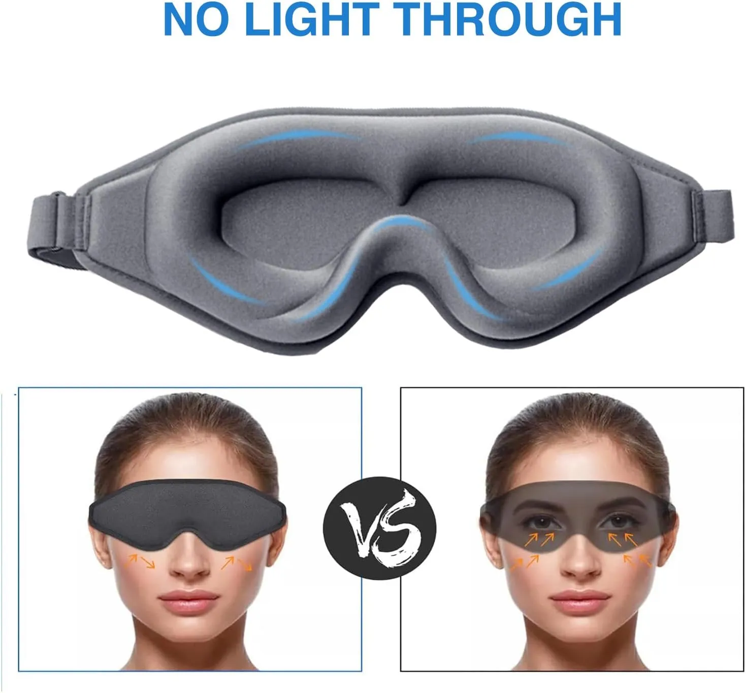 2 Pack Eye Mask for Sleeping - AUPHIL 3D Contoured Eye Mask with Eye Cup Blackout Sleeping Mask, Zero Pressure Eye Cover Sleep Mask for Women Men Side Sleeper 100% Light Blocking Blindfold